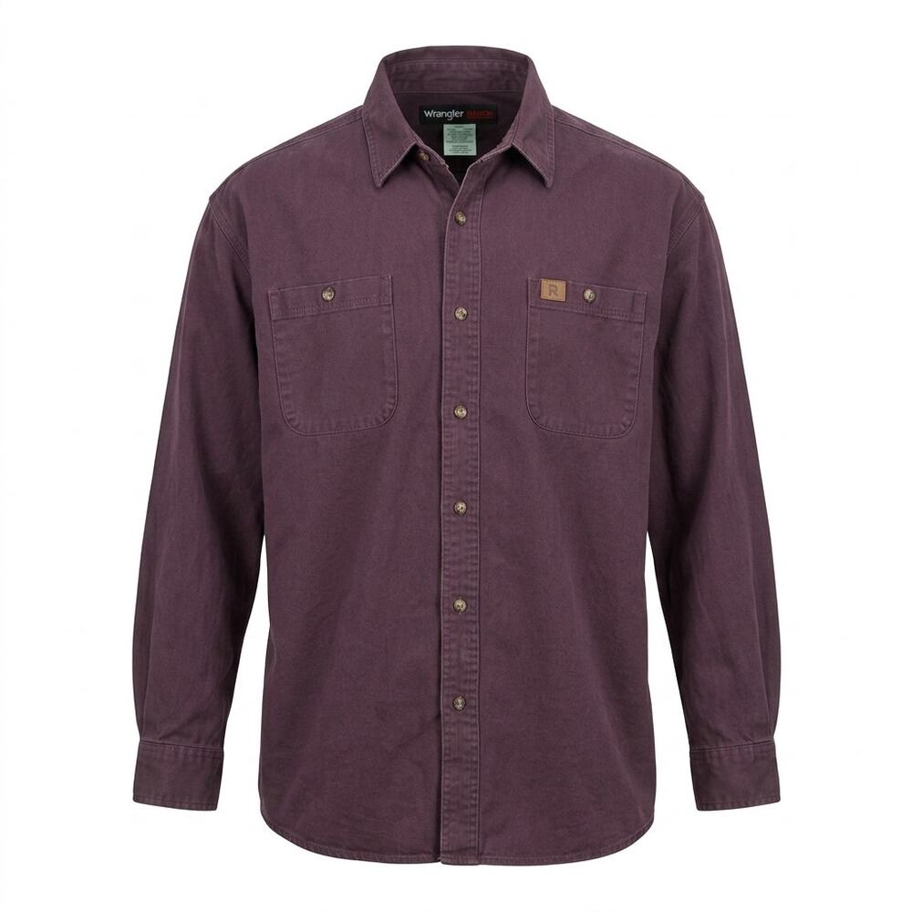 Wrangler Riggs Workwear Purple Long Sleeve Button Work Shirt Men Size XXL